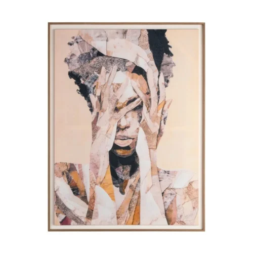 Décoration Ixia Tableau visage de femme en collage rose et beige Ixia 118 × 158 cm