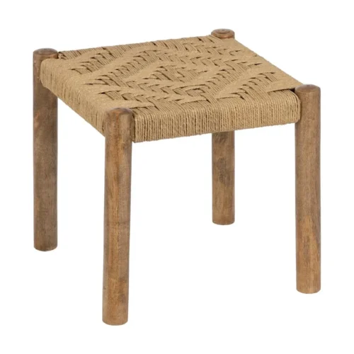 Tabouret bas bois de manguier fibre naturelle Ixia 40 cm — vue 3