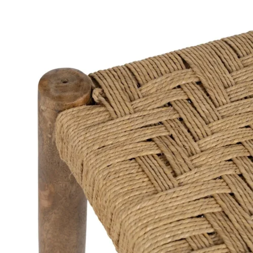 Tabouret bas bois de manguier fibre naturelle Ixia 40 cm — vue 4