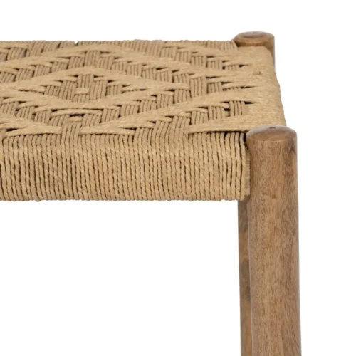 Tabouret bas bois de manguier fibre naturelle Ixia 40 cm — vue 5