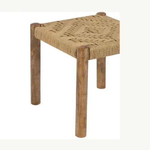 Tabouret bas bois de manguier fibre naturelle Ixia 40 cm — vue 6