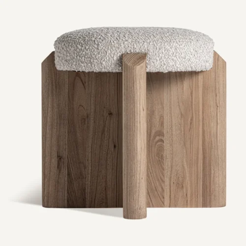 Tabouret bas Jacquard orme clair et beige Vical Home