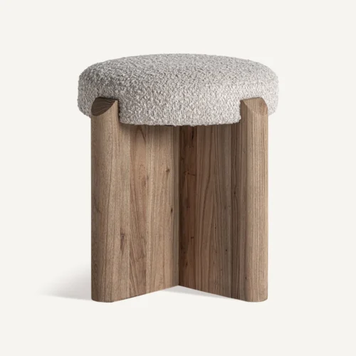 Tabouret bas Jacquard orme clair et beige Vical Home — vue 2
