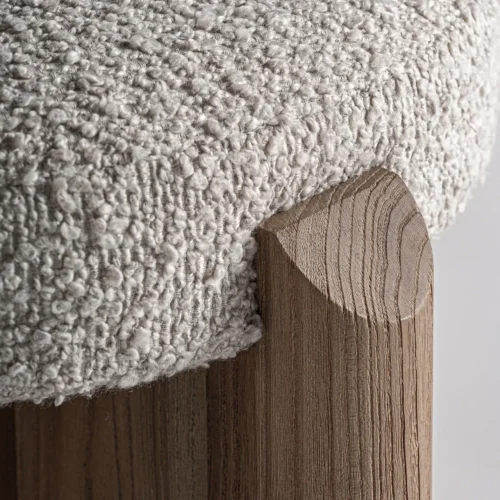 Tabouret bas Jacquard orme clair et beige Vical Home — vue 4
