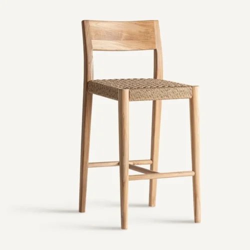 Tabouret Caen teck et corde beige 95 cm Vical Home