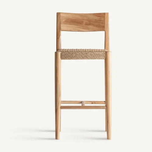 Tabouret Caen teck et corde beige 95 cm Vical Home — vue 2
