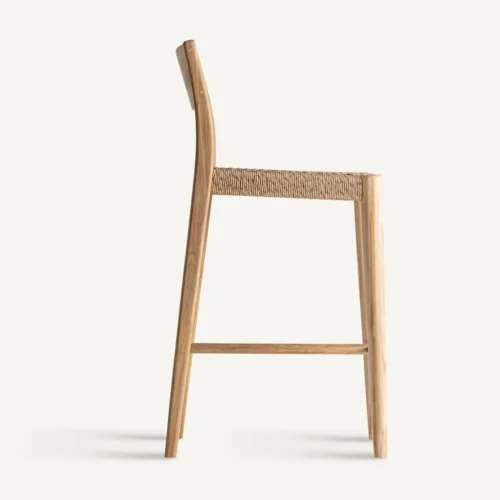 Tabouret Caen teck et corde beige 95 cm Vical Home — vue 3
