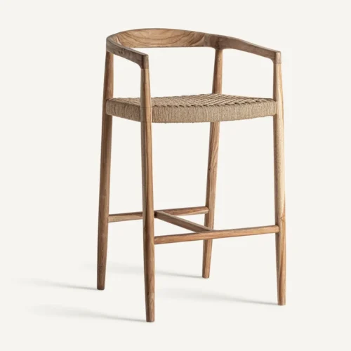 Tabouret Caen teck et fibre naturelle 101 cm Vical Home