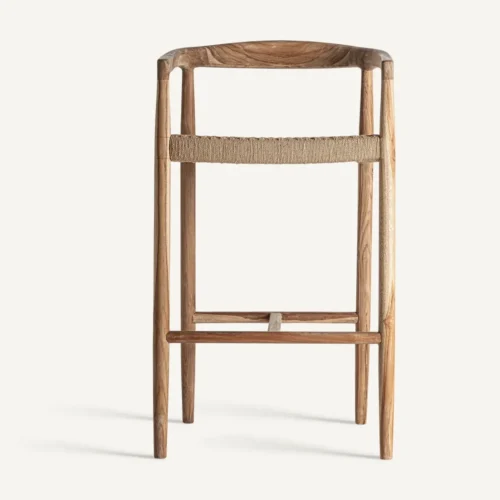Tabouret Caen teck et fibre naturelle 101 cm Vical Home — vue 2