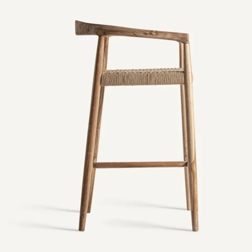 Tabouret Caen teck et fibre naturelle 101 cm Vical Home — vue 3