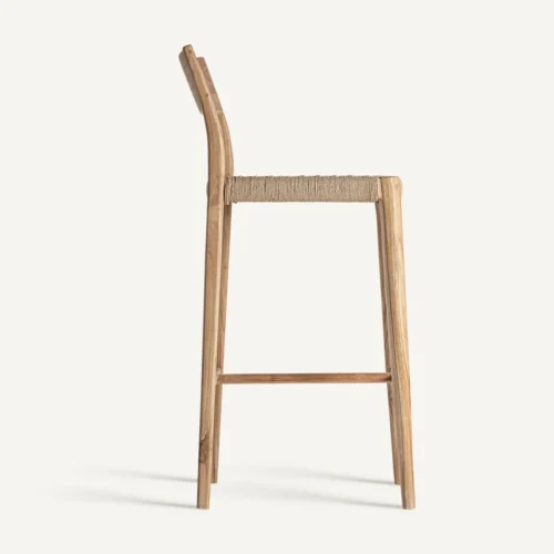 Tabouret Caen teck et fibre naturelle 108 cm Vical Home — vue 3