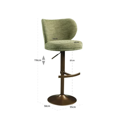 Tabouret de bar pivotant Amely pistache softweave Richmond Interiors — vue 9