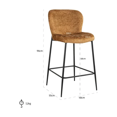 Tabouret de comptoir Darby cognac fusion Richmond Interiors — vue 6