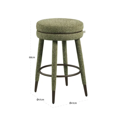 Tabouret de comptoir pivotant Tenashar green blockweave Richmond Interiors — vue 5
