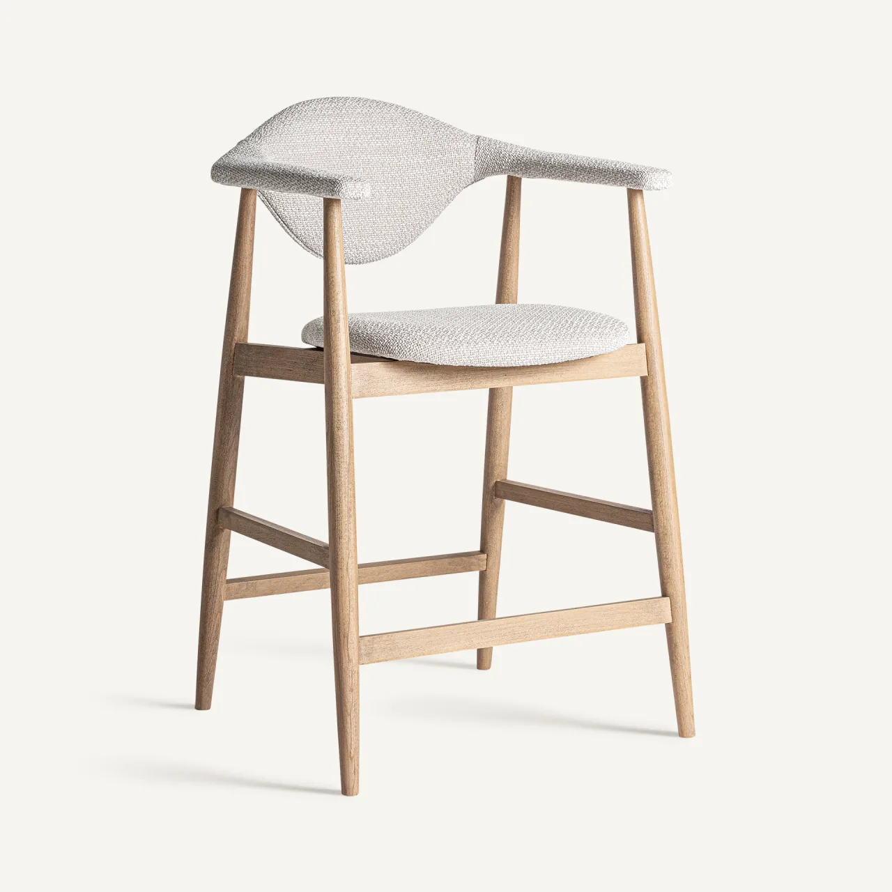 Tabouret Dilbeek hêtre clair et gris Vical Home