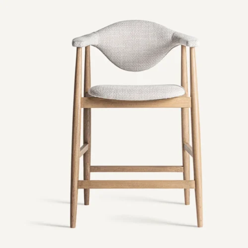 Tabouret Dilbeek hêtre clair et gris Vical Home — vue 2