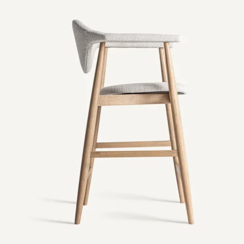 Tabouret Dilbeek hêtre clair et gris Vical Home — vue 3