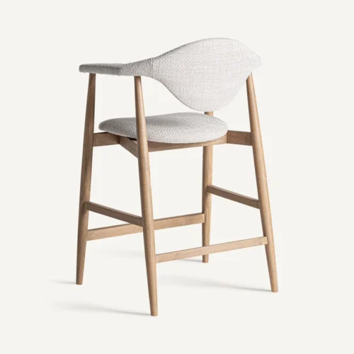 Tabouret Dilbeek hêtre clair et gris Vical Home — vue 4