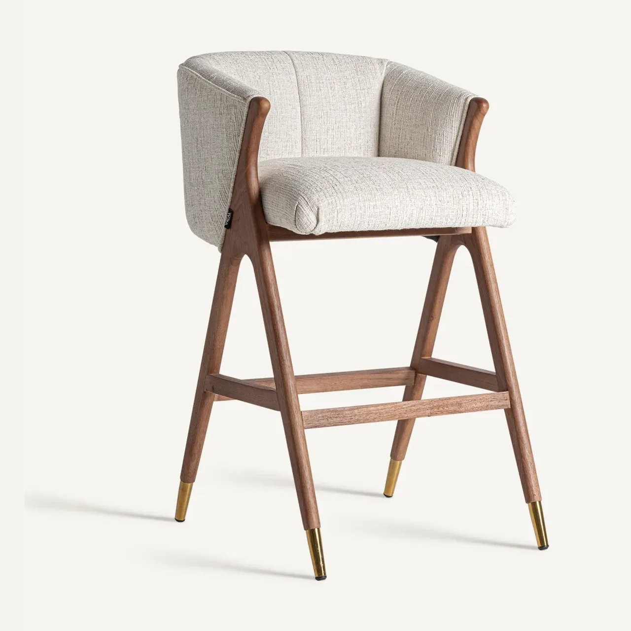 Tabouret Douze hévéa et tissu beige Vical Home