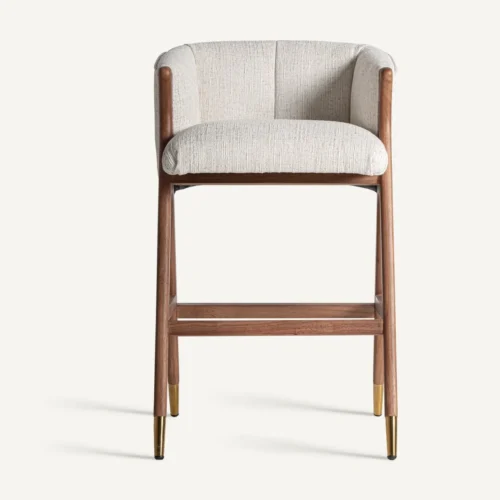 Tabouret Douze hévéa et tissu beige Vical Home — vue 2