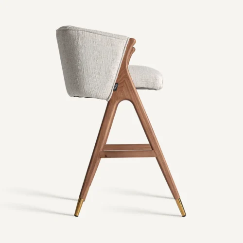 Tabouret Douze hévéa et tissu beige Vical Home — vue 3