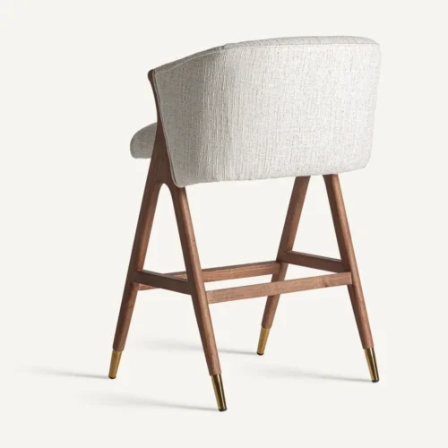 Tabouret Douze hévéa et tissu beige Vical Home — vue 4