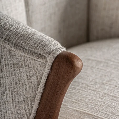 Tabouret Douze hévéa et tissu beige Vical Home — vue 5