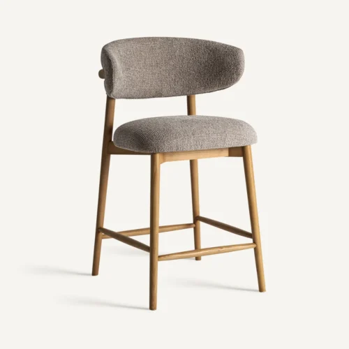 Tabouret Erlec taupe et frêne marron clair Vical Home