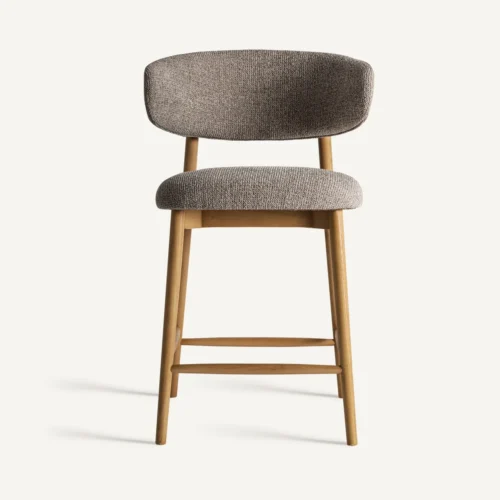 Tabouret Erlec taupe et frêne marron clair Vical Home — vue 2