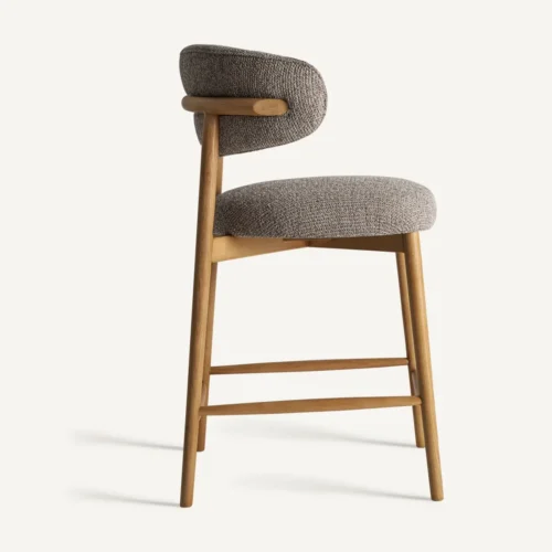 Tabouret Erlec taupe et frêne marron clair Vical Home — vue 3