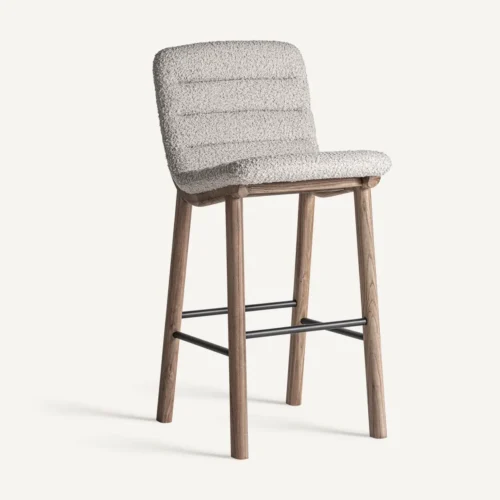 Tabouret haut Jacquard orme clair et beige Vical Home