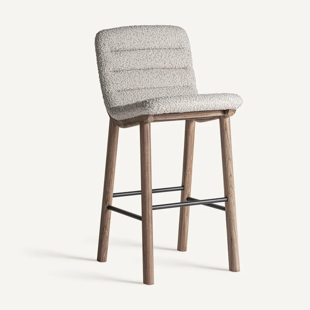 Tabouret haut Jacquard orme clair et beige Vical Home