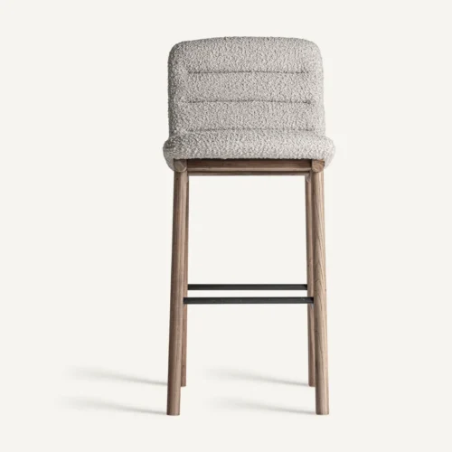 Tabouret haut Jacquard orme clair et beige Vical Home — vue 2