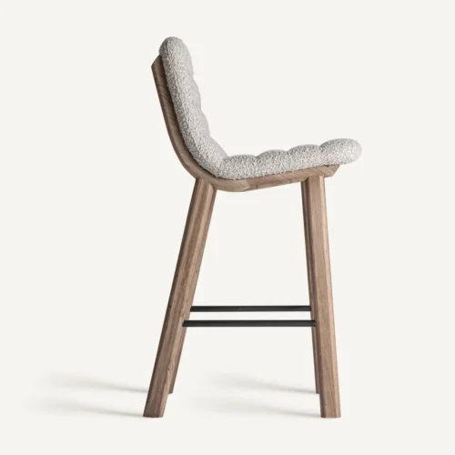 Tabouret haut Jacquard orme clair et beige Vical Home — vue 3