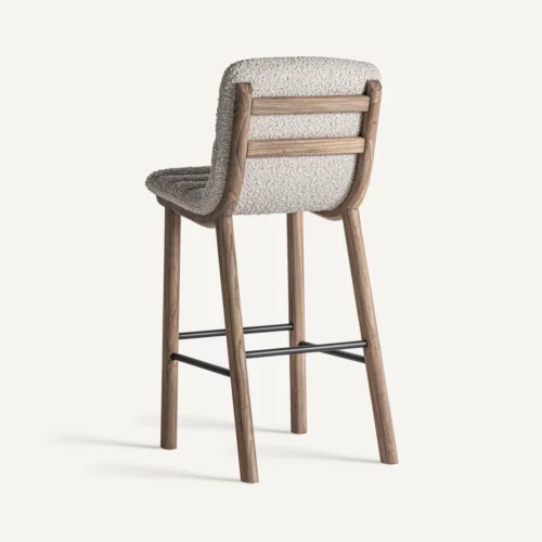Tabouret haut Jacquard orme clair et beige Vical Home — vue 4