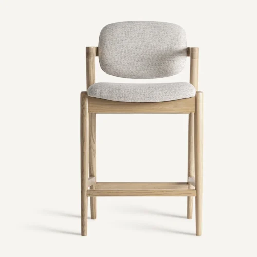 Tabouret Namur frêne et beige Vical Home — vue 2