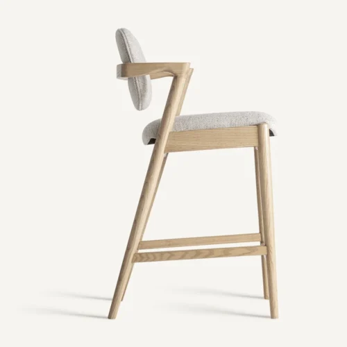 Tabouret Namur frêne et beige Vical Home — vue 3