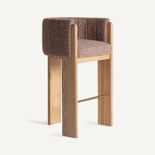Tabouret Sernier marron chêne et fer doré Vical Home