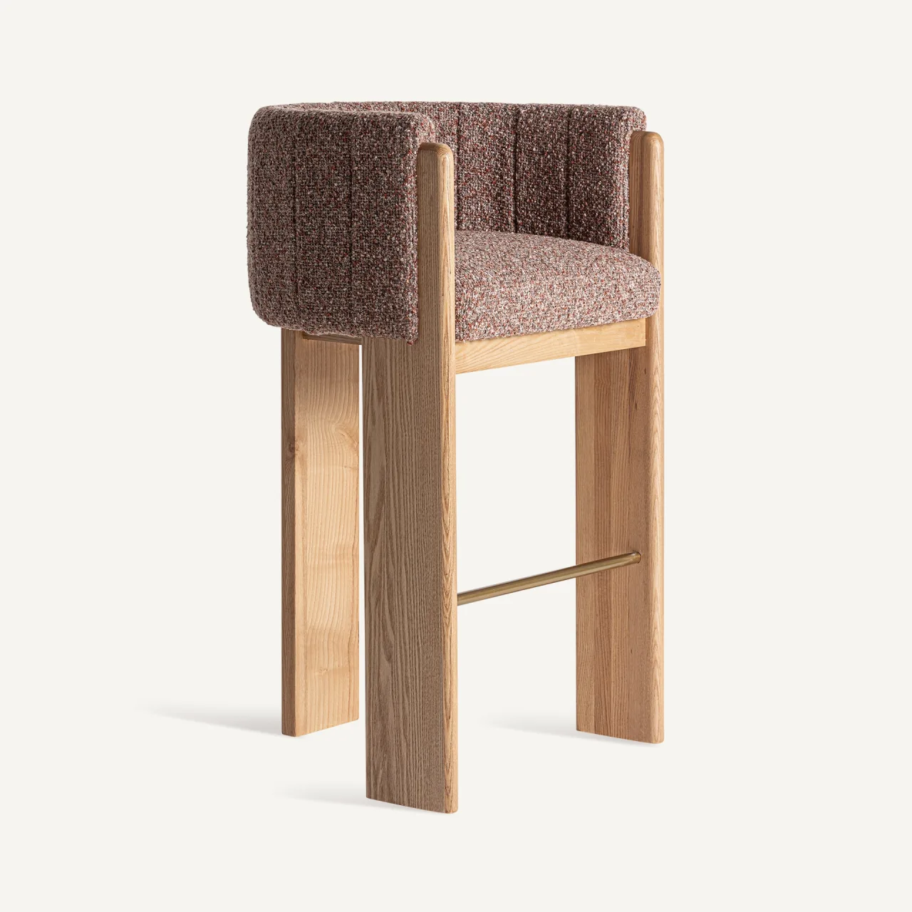 Tabouret Sernier marron chêne et fer doré Vical Home
