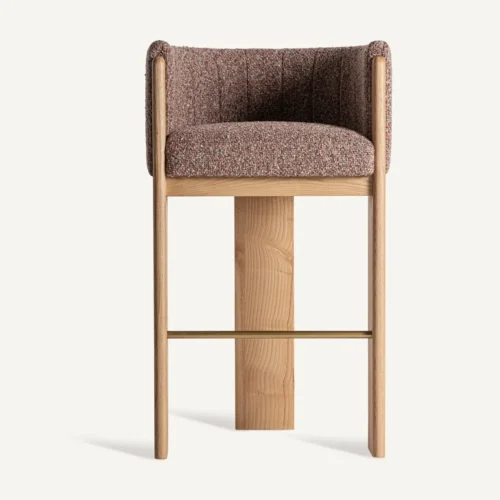 Tabouret Sernier marron chêne et fer doré Vical Home — vue 2