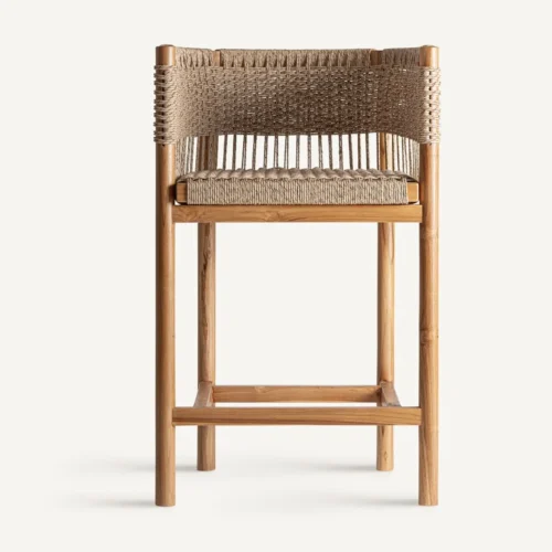 Tabouret teck marron et corde synthétique Vical Home — vue 2