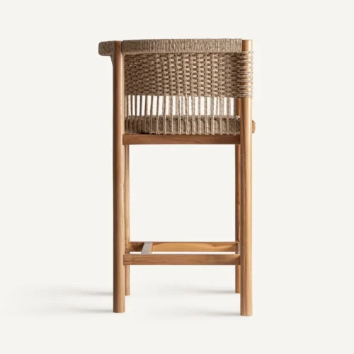 Tabouret teck marron et corde synthétique Vical Home — vue 3