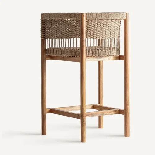 Tabouret teck marron et corde synthétique Vical Home — vue 4