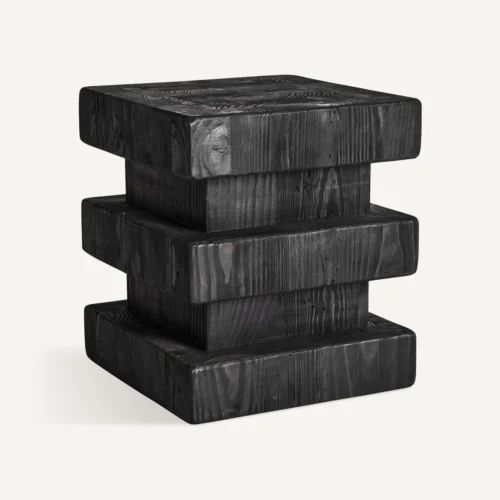 Tabouret Vievy pin recyclé noir Vical Home — vue 2