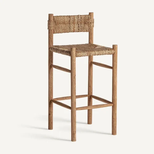 Tabouret Voghera teck et fibre naturelle Vical Home