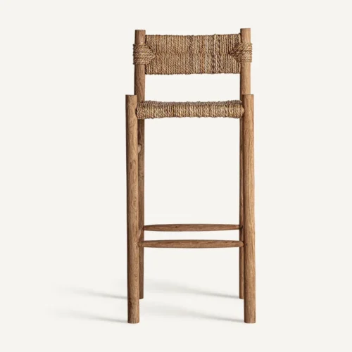 Tabouret Voghera teck et fibre naturelle Vical Home — vue 2