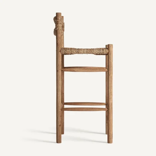 Tabouret Voghera teck et fibre naturelle Vical Home — vue 3