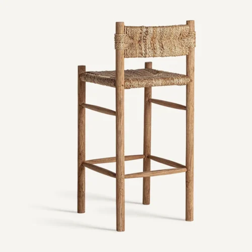 Tabouret Voghera teck et fibre naturelle Vical Home — vue 4