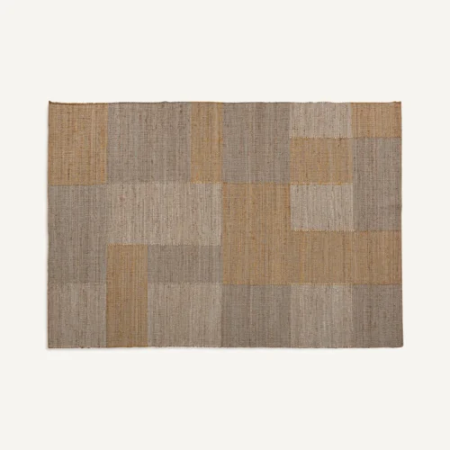 Tapis Takara jute gris et coton ocre 300 x 200 Vical Home