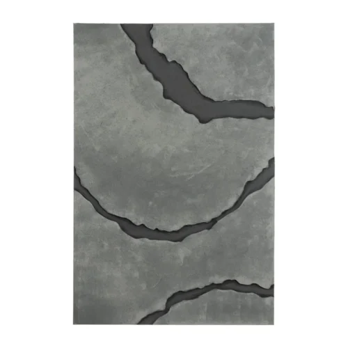 Triptyque abstrait veines en relief gris béton Ixia 240 × 120 cm — vue 2